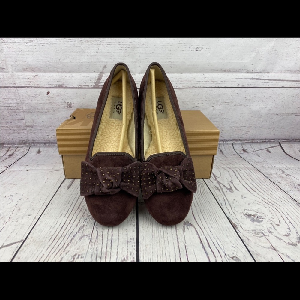 UGG Women's Suede Flats with Alloway Studded Bow